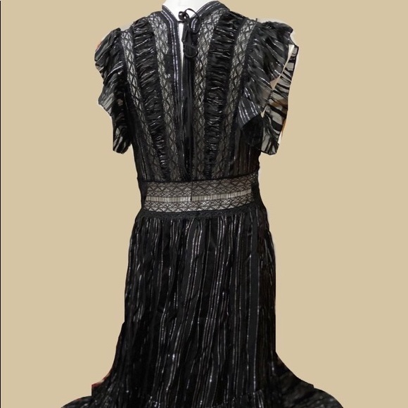 Metallic Ruffle Short Sleeve Dress - Picture 3 of 3